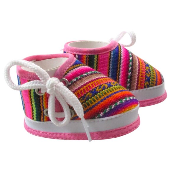 Handmade Crib Booties Baby Shoes Colorful Trim Woven Soft Sole Comfort Knotted - Picture 1 of 6